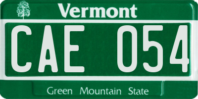 VT license plate CAE054