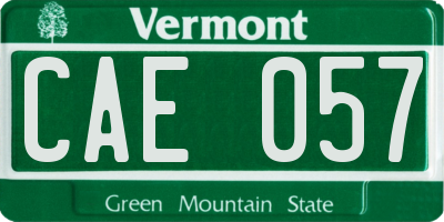VT license plate CAE057
