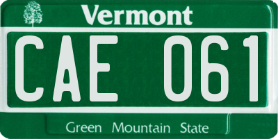 VT license plate CAE061