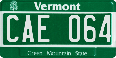 VT license plate CAE064