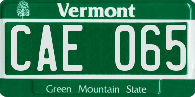 VT license plate CAE065