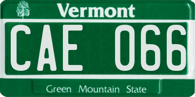 VT license plate CAE066