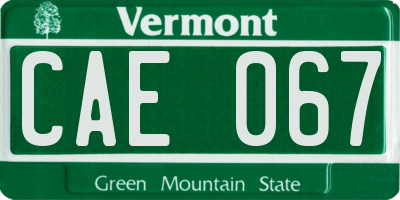 VT license plate CAE067