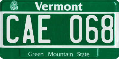 VT license plate CAE068