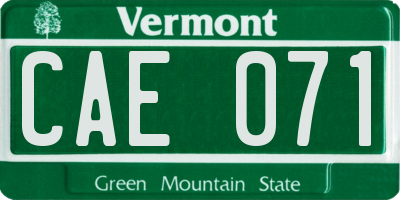 VT license plate CAE071