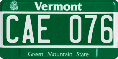 VT license plate CAE076