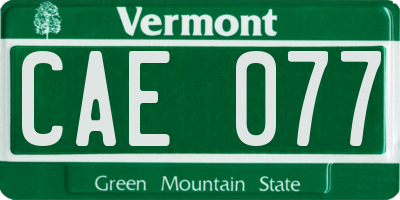 VT license plate CAE077