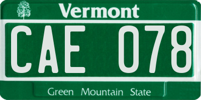 VT license plate CAE078