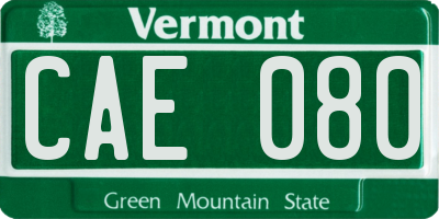 VT license plate CAE080