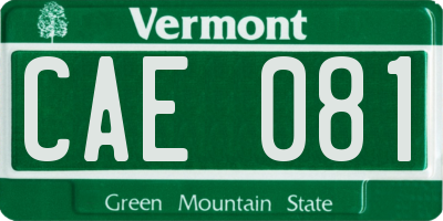 VT license plate CAE081