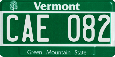 VT license plate CAE082