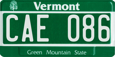 VT license plate CAE086