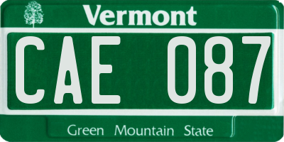 VT license plate CAE087