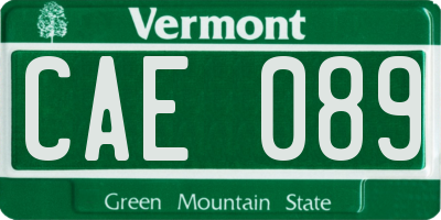 VT license plate CAE089