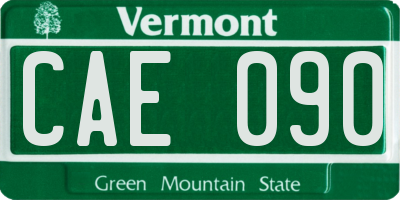 VT license plate CAE090