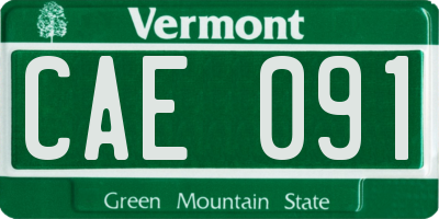 VT license plate CAE091