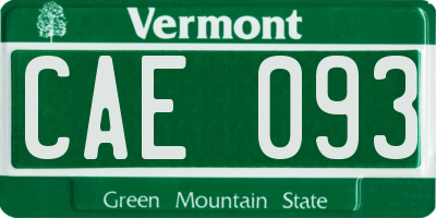 VT license plate CAE093