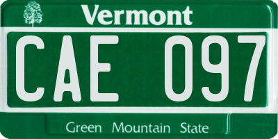 VT license plate CAE097