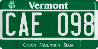 VT license plate CAE098