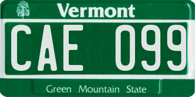 VT license plate CAE099