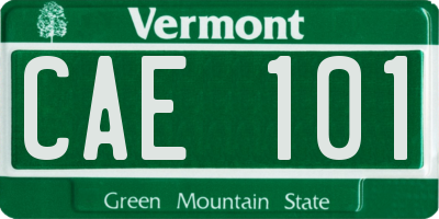 VT license plate CAE101