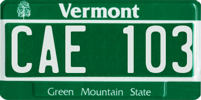 VT license plate CAE103