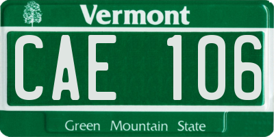 VT license plate CAE106