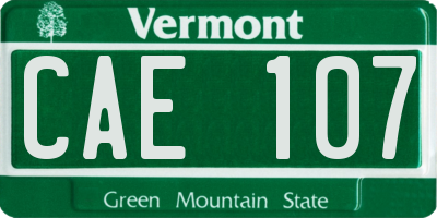 VT license plate CAE107