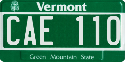 VT license plate CAE110