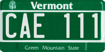 VT license plate CAE111