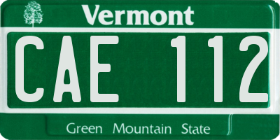 VT license plate CAE112