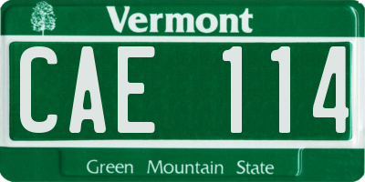 VT license plate CAE114