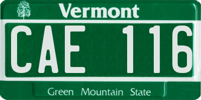 VT license plate CAE116