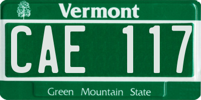 VT license plate CAE117
