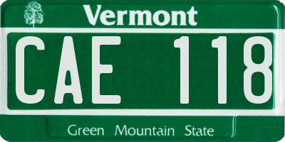 VT license plate CAE118
