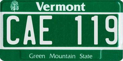 VT license plate CAE119