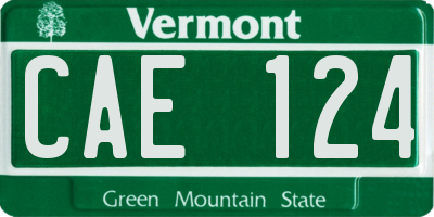VT license plate CAE124