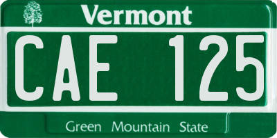 VT license plate CAE125