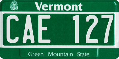 VT license plate CAE127