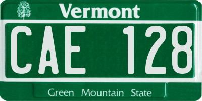 VT license plate CAE128