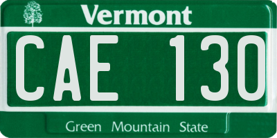 VT license plate CAE130