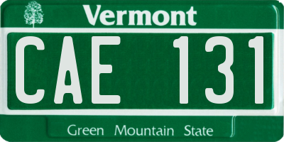 VT license plate CAE131
