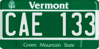 VT license plate CAE133