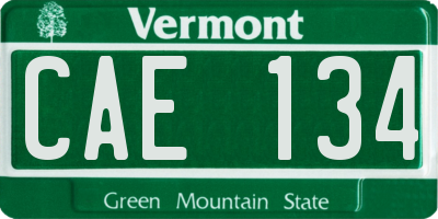 VT license plate CAE134