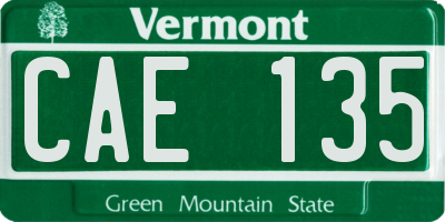 VT license plate CAE135