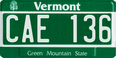 VT license plate CAE136