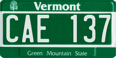 VT license plate CAE137