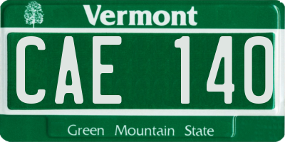 VT license plate CAE140