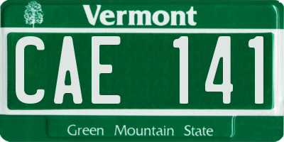 VT license plate CAE141