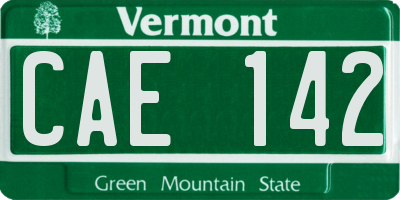 VT license plate CAE142